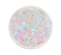 20g 7MM Glitter Flower Loose Sequins, AB Color Flat Flower Sequins for Scrapbooking, Sewing Decoration, White