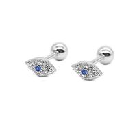 20g Blue Evil Eye Mini CZ Stud Earrings for Women Girls Dainty Minimalist 925 Sterling Silver Tiny Cartilage Tragus Small Cute Screw Back Hypoallergenic Studs for Daughter Bff Birthday (Silver)