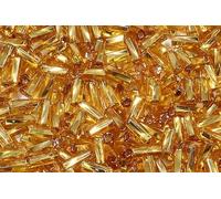 20g Bugles Preciosa Ornela Rocailles Seed Beads, 2' x 2' mm, Topaz, Silver Lined (17050), Glass, Czech Republic