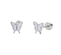 20G Butterfly Glitter Enamel Screw Flat Back Small Tiny Stud Earrings for Women Minimalist Cute Stainless Steel Silver Plated Animal Cartilage Tragus Piercing Little Studs Hypoallergenic Jewelry Gift