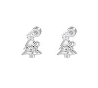 20G Christmas Tree CZ Star Bow Christmas Flat Screw Back Small Stud Earrings for Women Cute Stainless Steel Tiny Mini Sleeper Cartilage Studs for Xmas Holiday Fashion Jewelry