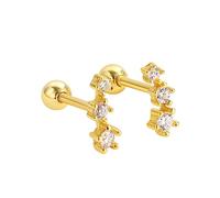 20G Cubic Zirconia Climber Small Stud Earrings 925 Sterling Silver Crystal CZ Screw Helix Back Tiny Bead Ball Crawler Sleeper Constellation Studs Fashion Jewelry Gifts for Women Girls (Gold)