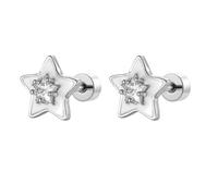 20g CZ Enamel Star Tiny Stud Earrings for Women Men Titanium Steel Silver Plated Cute Sparkly Crystal Helix Cartilage Piercing Sleeper Flat Screw Back Studs Wedding Party Fashion Jewelry, S, Titanium