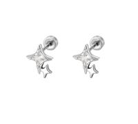 20g CZ Star Flat Screw Back Small Stud Earrings for Women Men Titanium Steel Cute Sparkling Crystal Cartilage Tragus Helix Piercing Sleeper Tiny Studs Hypoallergenic Fashion Jewelry