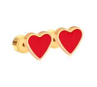 20G Heart Enamel Stud Earrings for Women Girls | Pink & Red Cartilage Jewellery Gift | Surgical Steel Hypoallergenic Tragus Piercing Posts with Safety Backs | Xmas Gift for Her Daughter (Gold, Red)