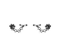 20g Hollow Star Paw Print Double Piercing Screw Flat Back Small Stud Cuff Wrap Climber Crawler Earrings for Women Stainless Steel Cat Dog Pet Lover Two Holes Piercing Hypoallergenic Fashion Gift