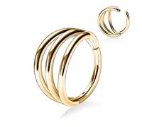 20G Hoop Earrings Nose Rings Hoop 316L Triple Stacked Conch Piercing Jewellery Gold Septum Ear Cuff Ring Helix Clicker Hinged Segment Ring Unisex Hoop Earrings Septum Piercing Jewellery 8mm