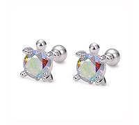 20G Little Turtle Cartilage Stud Earrings 925 Sterling Silver Colorful Crystal CZ Rhinestone Animal Helix Tragus Earrings Conch Daith Ear Piercing Statement Studs Cute Jewelry Gifts for Women Girls