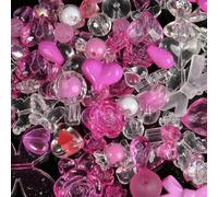 20g/lot Mixed Bowknot Beads Star Bear Heart Smiley Butterfly Acrylic Spacer Bead for Jewelry Making DIY Bracelets Accessories-Rose red Series- Mix 20g