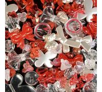 20g/lot Mixed Bowknot Beads Star Bear Heart Smiley Butterfly Acrylic Spacer Bead for Jewelry Making DIY Bracelets Accessories-Red Series- Mix 20g