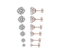 20g Rose Gold Plated Stainless Steel CZ Helix Studs Earrings for Women Men Body Piercing Cartilage Ear Cubic Zirconia Piercings Tragus Flat Screw Backs Jewelry 0.8 * 6 2/3/4/5/6/7mm 6 Pairs Set