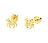 20G Spider Cartilage Minimalist Studs for Halloween - Stainless Steel Hypoallergenic Earrings, Tiny Flat Screw Back Punk Jewellery Gifts for Women & Men (Gold)