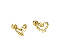 20G Tiny Cute Love Heart Stud Earrings for Women Small Ball Screw Back Studs Cartilage Tragus Post Minimalist Hollow Hearted Dainty Jewelry