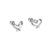 20G Tiny Cute Love Heart Stud Earrings for Women Small Ball Screw Back Studs Cartilage Tragus Post Minimalist Hollow Hearted Dainty Jewelry