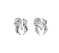 20g Tiny Spider Earrings for Women Flat Screw Back Cubic Zirconia Stud Small Cartilage Pierced Earring Punk Animal Creepy Statement Barbell Body Crystal Scary Funny Halloween Costumes Jewelry, S