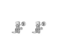 20g Western Cowgirl Boots CZ Small Stud Earrings for Women Men Stainless Steel Cartilage Tragus Barbell Screw Back Cute Cowboy Boot Tiny Sleeper Piercing Earring Fashion Jewelry Gifts (White Gold)