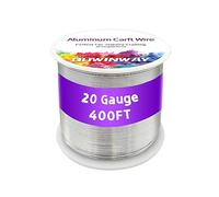 20Gauge Silver Aluminum Crafts Wire 400FT, for Jewelry Crafting, Gemstone Metal Coiling, Sculpting, Armature, Jewelry Making Beading Floral Soft DIY Metal Craft Art Wires Colored and Soft