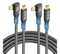 20Gbps USB C 3.2 Gen 2x2 Cable, 90Degree Type C 4K@60Hz UHD Video 5A/240W PD3.1 Fast Charge Compatible with Thunderbolt 3/4 for iPhone 15Pro MacBook Dell Monitor SSd etc (2M+2M 90Degree)