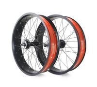 20in/24in/26in X 4.0" Fat Tire Bike Front Rear Wheel Disc Brake Snow Bike Wheelset QR 135mm/195mm 36H Hubs Beach Bike Wheels 14G Spokes for 7/8/9/10s Rotary Freewheel E-Bike Black
