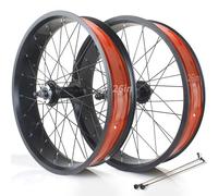 20in/24in/26in X 4.0" Fat Tire Bike Wheels Disc Brake Snow Bike Front Rear Wheel 135mm/195mm 36H Hubs Beach Bike Wheelset For 7/8/9/10s Rotary Freewheel 14G Spokes(26in A pair wheels)