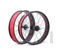 20in/24in/26in X 4.0" Fat Tire Bike Wheels Disc Brake Snow Bike Front Rear Wheel Solid Shaft 135mm/195mm 36H Hubs Beach Bike Wheelset For 7/8/9/10s Rotary Freewheel 14G Spokes E-Bike(20in HO a pair)
