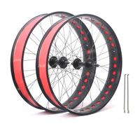 20in/24in/26in X 4.0" Fat Tire Bike Wheels Disc Brake Snow Bike Front Rear Wheel Solid Shaft 135mm/195mm 36H Hubs Beach Bike Wheelset For 7/8/9/10s Rotary Freewheel 14G Spokes E-Bike(26in HO a pair)