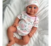 20inch/50cm Full Body Solid Silicone Reborn Dolls Girl,3D Painted Newborn Baby Doll,Sweet Smile&Big Eyes,Weighted Reborn Baby Doll for The Elderly and Kids (tan)