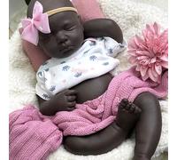 20inch/50cm Lifelike Closed Eyes Reborn Baby Doll,Soft Newborn Black Girl/Boy,Washable,Painted/Unpainted,Collector’s Edition Reborn Dolls for Kids and Collectors (Girl Unpainted)