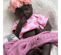 20inch/50cm Lifelike Closed Eyes Reborn Baby Doll,Soft Newborn Black Girl/Boy,Washable,Painted/Unpainted,Collector’s Edition Reborn Dolls for Kids and Collectors (Boy Painted)