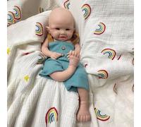 20inch/50cm Realistic Silicone Baby Doll - Lifelike Open Mouth Smiling Girl,Full Body Platinum Silicone Reborn Doll for Kids Boys Girls (caucasian)
