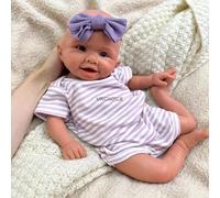 20inch/50cm Realistic Silicone Baby Doll - Lifelike Open Mouth Smiling Girl,Full Body Platinum Silicone Reborn Doll for Kids Boys Girls (tan)
