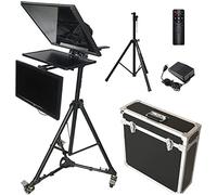 20Inch Large Portable Teleprompter Suitable for DSLR/Camcorders, Optical Splitter Glass, Support Xp /Win7/Win10 System for Studio Make Videos and Live Aluminum Body, with A Bag (Dual Screen)