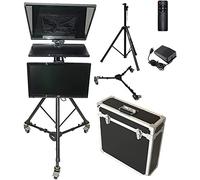 20Inch Portable Teleprompter Kit Adjustable Glass Frame with Remote Control and Aluminum Special Box Support Xp /Win7/Win10 System for Studio Make Videos and Live (Dual Screen)