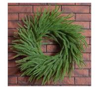 20inch Real Touch Norfolk Pine Wreath with Berry Ribbon Artificial Christmas Green Wreaths for Front Door Holiday Decor Winter Decoration(Norfolk Pine)