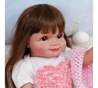 20inch Reborn Baby Doll, Vinyl Crafted, Pink Floral Heart Top & Colorful Tutu, Lifelike Brown Eyes, Bendable Body with Detail Wrinkles, Ideal Baby Girl Items for Birthday