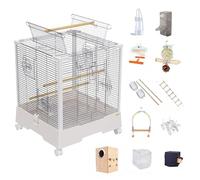 20Inch Stainless Steel Bird Cage, Indoor Parakeet Bird Aviary With Spring Lock, Large Flight Bird Cage For Finches, Cockatiels, Parrot(11pcs)