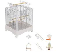 20Inch Stainless Steel Bird Cage, Indoor Parakeet Bird Aviary With Spring Lock, Large Flight Bird Cage For Finches, Cockatiels, Parrot(6pcs)