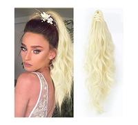 20inch Synthetic Wavy Pony Tail for Daily Party Use Long Curly Wavy Hair Ponytail Extension Claw Jaw Clip in Synthetic Hairpieces for Women(Light Blonde)