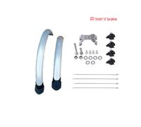(20inch V silver) 16 20 inch Bicycle Fender 2pcs Front Rear Mudguard Double Bracing Adjustable