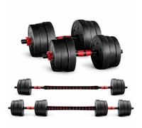 20KG Adjustable Dumbbell & Barbell Set with Connector Rod - Home Gym Weight Training Kit, Non-Slip Grip, Space-Saving Fitness Equipment