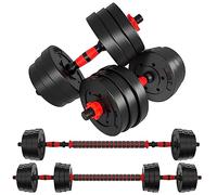 20KG Adjustable Dumbbell Set for Home Gym Fitness(GB Delivery),Hand Free Weight with Connecting Rod Barbell for Strength Training Exercise Muscle Building Workout for Man Women Fitness