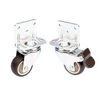 20kg Heavy Duty Mute Swivel Wheels Soft Rubber Universal Casters for Furniture Cabinets & Workbenches 1.25 Inch with Brake 1 Piece