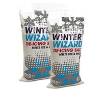 20Kg Winter Wizard De-Icing Salt White Grit Rock Salt Snow and Ice Remover Essential for Paths, Driveways & Roads (2 x 10Kg)