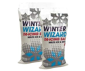 20Kg Winter Wizard De-Icing Salt White Grit Rock Salt Snow and Ice Remover Essential for Paths, Driveways & Roads (2 x 10Kg)