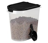 20L Airtight Pet Food Storage Container with Plastic Measuring Scoop - Dry Food Dispenser for Dogs, Cats & Pets - Durable Design with Casters for Easy Mobility and Movement - Black (Black)