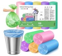 20L Bin Bags - Small Colorful Food Waste Bags, Strong & Leakproof 5 Gallon Bin Liners for Kitchen, Bathroom & Office(Size 20-25 Litre, 100 Counts)