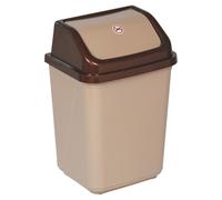 URBNLIVING 5L/20L/30L/50L Plastic Waste Management Recycling Bin Trash Can Dustbin with Swing Lid for Office, Kitchen and Bathroom (20L Brown/Beige)