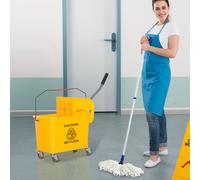 20L Compact Mop Bucket with Wringer on Wheels Yellow HOMCOM Yellow One Size
