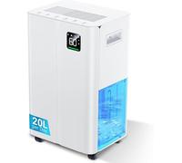 20L/day Dehumidifier with Humidity Sensor & Display and 24-Hour Timer, 3 Dehumidification Modes, Suitable Bedrooms, Office, Basements, Continuous Draining, White - Upgraded