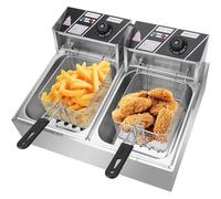 20L Deep Fat Fryer 5000W Electric Deep Fryer with Removable Basket, 60-200°C Adjustable Temperature Fat Fryer for Home and Commercial, Stainless Steel